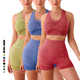 Damen Nahtloses Yoga-Set Langarm Crop Top High Waist Leggings