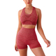 Damen Nahtloses Yoga-Set Langarm Crop Top High Waist Leggings