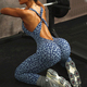 scrunch Butt Leopard Print Backless Yoga Jumpsuit