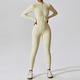 women's Long Sleeve Zip Front Yoga Jumpsuit Workout Bodysuit