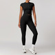 Damen Schnelltrocknendes Yoga-Set Mit Kurzarm Und Shorts