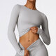 women's Long Sleeve Yoga Top Solid Quick Dry Workout Shirt