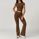 Damen Yoga-Set Kurzarm Crop Top Und Leggings