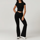 Damen Yoga-Set Kurzarm Crop Top Und Leggings