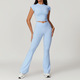 Damen Yoga-Set Kurzarm Crop Top Und Leggings
