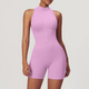 Damen Scrunched Gym Jumpsuit Short Set Mit Zipper