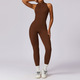 Damen Scrunched Gym Jumpsuit Short Set Mit Zipper