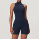 Damen Scrunched Gym Jumpsuit Short Set Mit Zipper