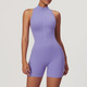 Damen Scrunched Gym Jumpsuit Short Set Mit Zipper