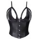 black Pu Leather Corset Top Push Up Bustier Bodice