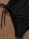 black Drawstring Side One Piece Swimsuit With Mesh Patchwork