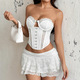 strapless Lace Trim Corset Top With Front Buckles