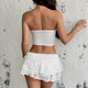 strapless Lace Trim Corset Top With Front Buckles
