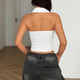 white Lace Leopard Patchwork Slim Fit Fishbone Corset Tank Top
