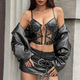 black Pu Leather Rivet Corset Top For Women