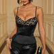lace Splicing V-Neck Camisole Corset Top With Open Back