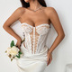 white Lace Patchwork Strapless Corset Tank Top