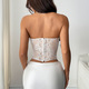 white Lace Patchwork Strapless Corset Tank Top