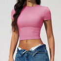women’S Summer Gym Crop Top – Short Sleeve Fitness Workout Shirt
