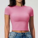 women’S Summer Gym Crop Top – Short Sleeve Fitness Workout Shirt