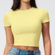 Damen Sommer Gym Crop Top – Kurzarm Fitness Workout Shirt