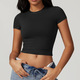 Damen Sommer Gym Crop Top – Kurzarm Fitness Workout Shirt