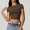 women’S Summer Gym Crop Top – Short Sleeve Fitness Workout Shirt