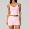two-Piece Yoga Set With Shockproof Sports Bra And High Waist Cycling Shorts