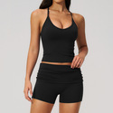 two-Piece Yoga Set With Shockproof Sports Bra And High Waist Cycling Shorts
