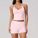 two-Piece Yoga Set With Shockproof Sports Bra And High Waist Cycling Shorts
