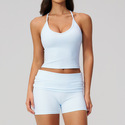 two-Piece Yoga Set With Shockproof Sports Bra And High Waist Cycling Shorts