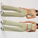 yoga Sports Set 2-Piece Women Shockproof Fitness Top Gym Running Workout Clothes Bell-Bottom Pants Athletic Wear