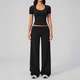 zweiteiliger Yoga Anzug Damen Tracksuit Gym Workout Kurzarm High-Waist-Yogahose