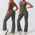 women's 2-Piece Yoga Outfit With Flared Pants And Sports Jumpsuit