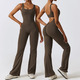 Damen 2-Piece Yoga Outfit Mit Flared Pants Und Sport Jumpsuit