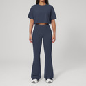 women's 2-Piece Yoga Outfit With Flared Pants And Short Sleeve Top