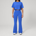 women's 2-Piece Yoga Outfit With Flared Pants And Short Sleeve Top