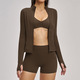 Damen 3-Piece Yoga Sport Set Mit Schockabsorbierendem BH Und High Waist Shorts