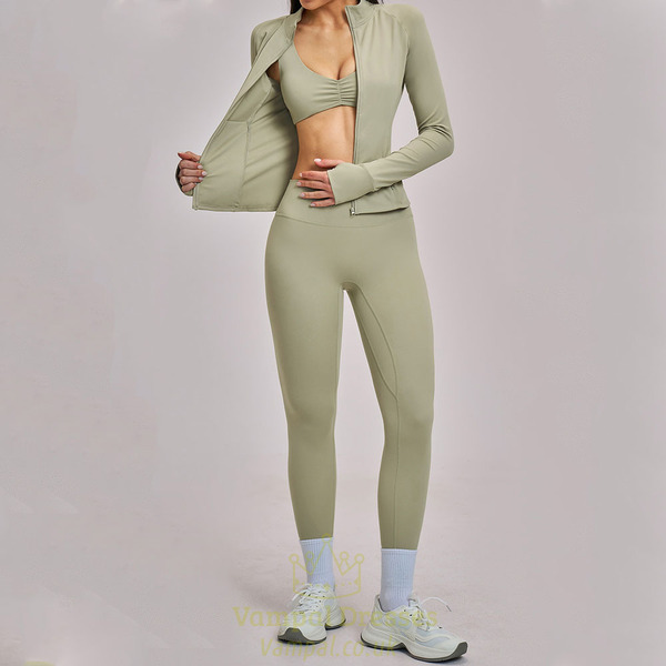 three-Piece Yoga Sports Set With Shockproof Design For Women