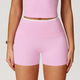 High Waisted Yoga Shorts Damen Gym Running Fitness Pants Solid Color Leggings Elastic Tights