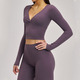 Damen Deep V Langarm Yoga Tops – Breathable Gym Workout Shirts