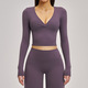 Damen Deep V Langarm Yoga Tops – Breathable Gym Workout Shirts