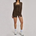 long Sleeve Yoga Set With High Waist Shorts