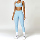 women Yoga Set Sportswear Workout Gym Legging Crop Top Long Sleeve Sports Suit