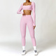 women Yoga Set Sportswear Workout Gym Legging Crop Top Long Sleeve Sports Suit