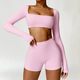 women Yoga Set Sportswear Workout Gym Legging Crop Top Long Sleeve Sports Suit