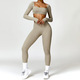 women Yoga Set Sportswear Workout Gym Legging Crop Top Long Sleeve Sports Suit