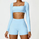 women Yoga Set Sportswear Workout Gym Legging Crop Top Long Sleeve Sports Suit