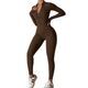 Damen One-Piece Zipper Langarm Yoga Jumpsuit Gym Bodysuit