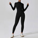 Damen One-Piece Zipper Langarm Yoga Jumpsuit Gym Bodysuit